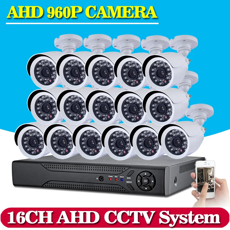 Home 16CH CCTV System 1080N AHD CCTV DVR System HD 16PCS CCTV Cameras 1 3 Megapixels