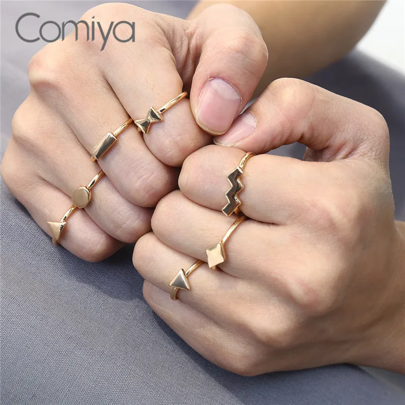 

Comiya Brand Simple Rings For Women Zinc Alloy Gold Color Gothic Statement Accessories From India Ring Set Jewelry Wholesale