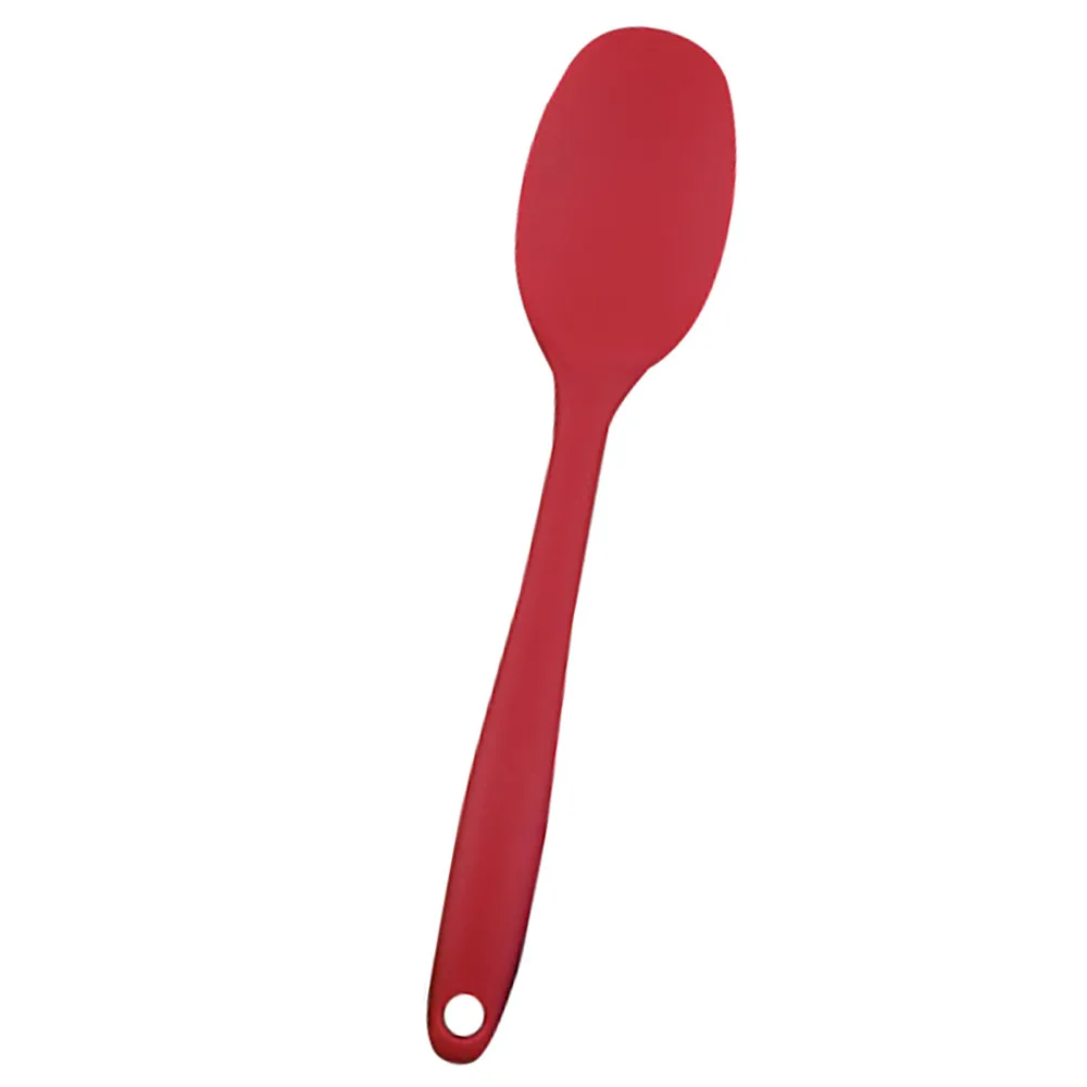 Multi-color environmentally friendly portable handle silicone kitchen baking utensils spoon and practical spoon cooking tool#LC