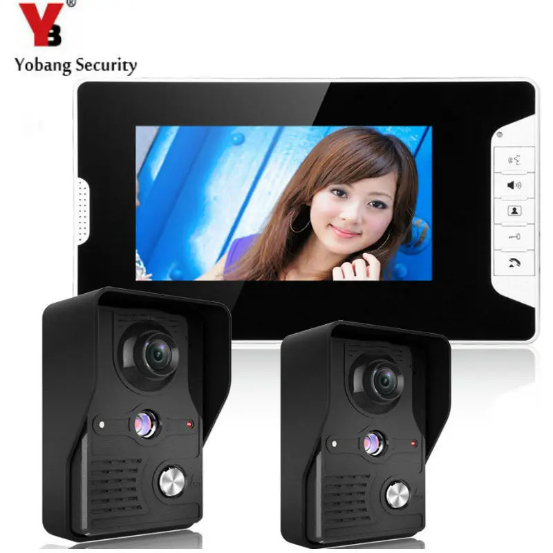 Yobangsafety 7 дюймовый монитор видеодомофон домофон ночное видение 2 камеры 1 система