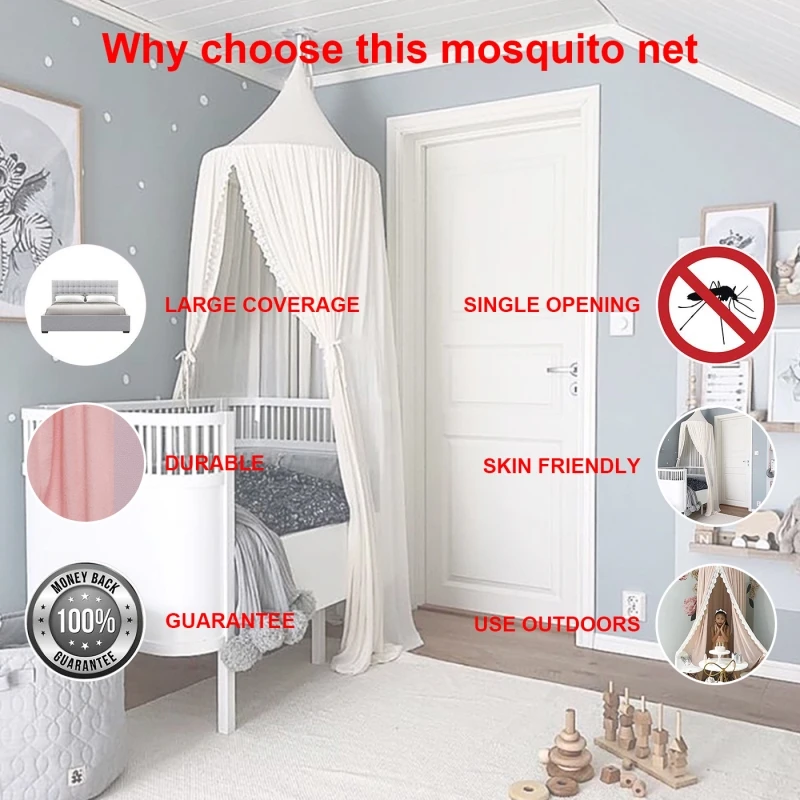 Горячее предложение хлопка навес, противомоскитная сетка Anti Mosquito кровать для принцессы навес украшение комнаты девочки Шторы постельные