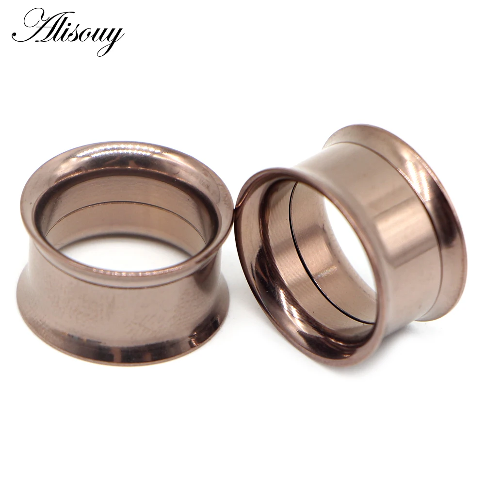 piercing jewelry 2pcs Surgical Steel Screw fit Ear Flesh Tunnel Plugs Anodized Internally Thread Double Flared Hollow Ear Expander Gauge Jewelry