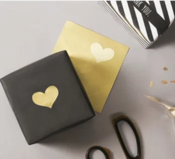 

120Pcs Golden Heart Gold 3.5CM*2.5CM Handmade Cake Candy Packaging Sealing Label Sticker Baking DIY Gift Party Stickers M1246
