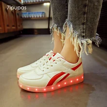 7ipupas Студенческая красная обувь из саржи со светодиодами для детей, унисекс, разноцветные светящиеся кроссовки с имитацией подошвы для мальчиков и девочек, светящиеся кроссовки с неоновым светильником