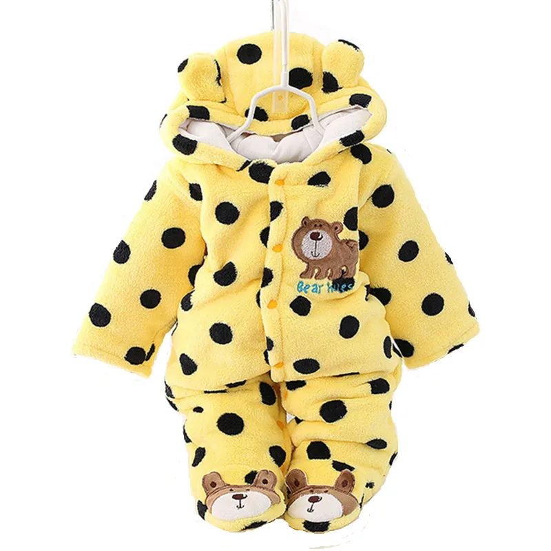 Newborn Baby Fleece Jumpsuit Winter Warm Cartoon Roupa Infant Baby Girl