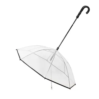 

Transparent umbrella for pets Portable Transparent Pet Umbrella Small Dog Rain Gear With Chain Keep Dry Outdoor Tool cat raincoa