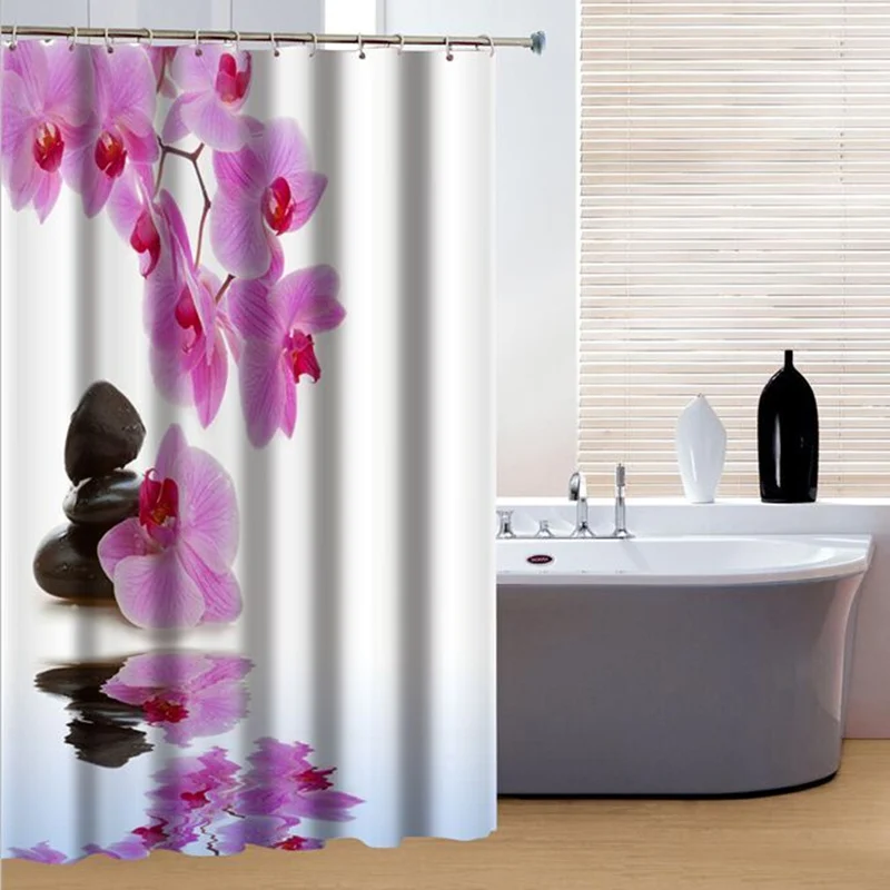 Por Shower Curtains Purple Purple Flower Design Bathroom Shower Curtains With Hooks Accessories Bath Curtain Hot