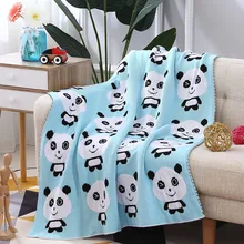 Детское Хлопковое одеяло с мультяшной пандой, милое вязаное покрывало для кровати, дивана, Cobertores Mantas, банные полотенца, игровой коврик, подарок, 100*80 см