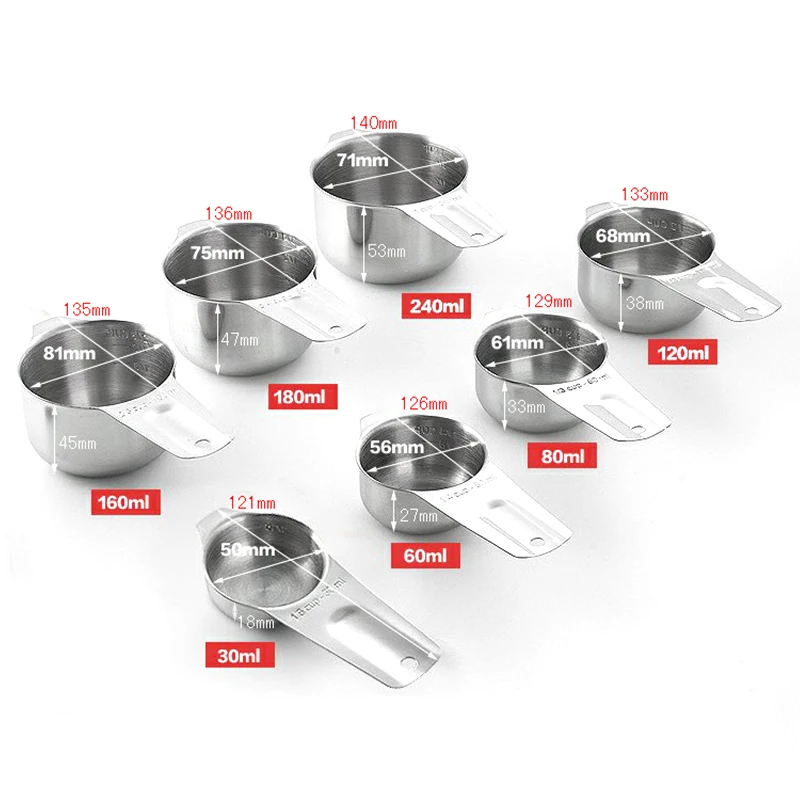 [7 шт.] мерные чашки из нержавеющей стали-изготовлены из 1 цельной нержавеющей стали 304, выгравированные измерения, гнездовые измерения