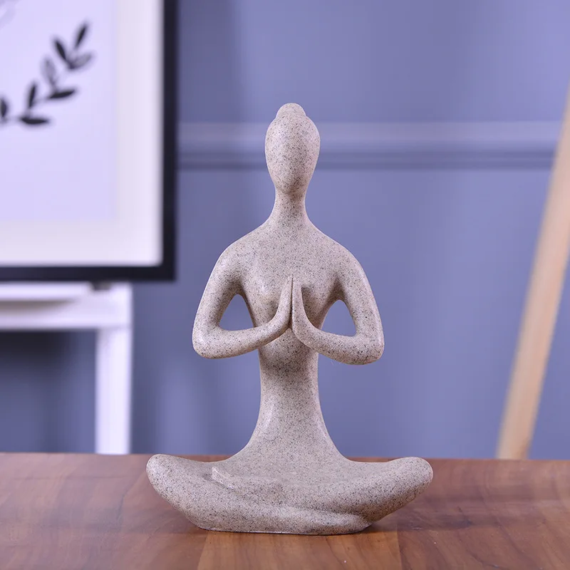 BUF Modern Home Decoration Statue Fashion Abstract Yoga Figure Sculpture Handmade Sandstone Art Collection Gift Ornament - Image 6