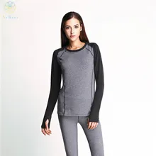 2016 font b Women b font Thickened Keep Warm Basic Long Sleeve Sports T Shirt Gym