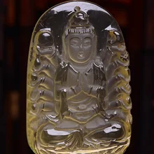 Настоящая Подвеска из натурального желтого хрусталя-Авалокитешвара крысиные люди натальный Будда патрон