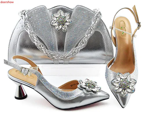doershow Fashion Women nice purple Shoes And Bag Set To Match High Quality Italian Shoes With Matching Bags For Party!HLN1-34