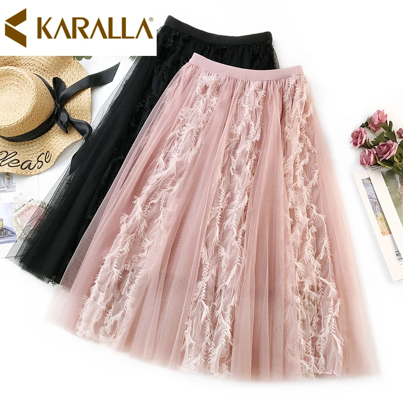 Новая женская воздушная флисовая жаккардовая кружевная модная юбка женские сетчатые марлевые темпераментные плиссированные рубашки C874