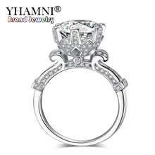 Yhamni роскошный большой 10 мм 4 ct CZ Diamant чемпион чашки набор колец реального чистая серебро 925 Свадебные украшения Кольца для женщин подарок dj902