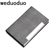 Weduoduo 2019 new Men card holder women fashion PU leather bank name business card case classic style handy card box business style pu aluminum alloy name card holder case silver brown