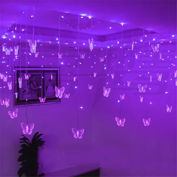 

8m 48 Butterfly Curtain Lights 192SMD LED Ice Bar Garland For Christmas Party Fairy Wedding Decoration