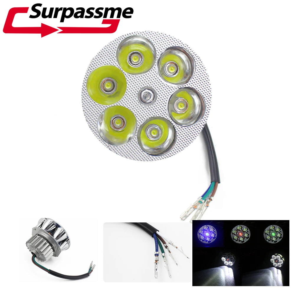 

Universal Motorcycle Spot Light Round 6 LED Fog Lamp Colorful Flashing Light for HONDA KAWASAKI YAMAHA KTM DUCATI APRILLA BMW
