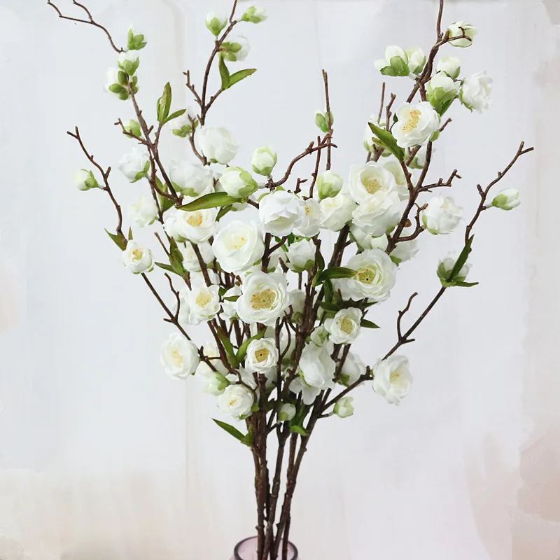 Flone Artificial Cherry Flower Simulation Peach Blossom Silk Flowers Fake Flower Branch Bouquet Wedding Home Party Decor Art (2)