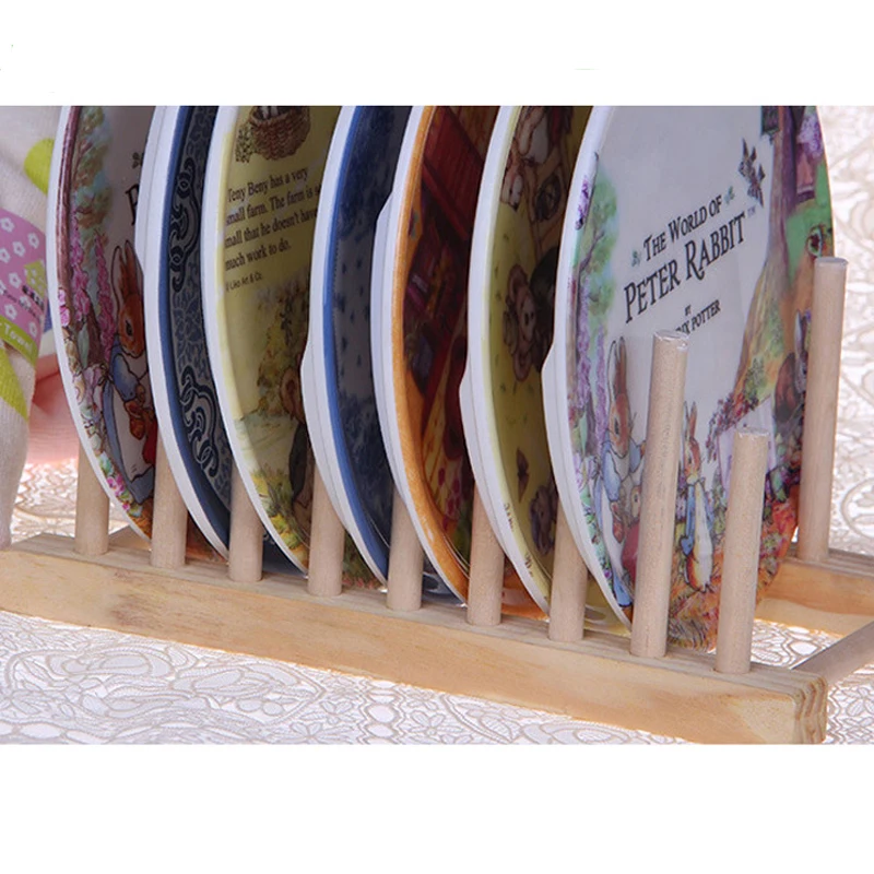 Натуральный Бамбук складные тарелки сушильный стеллаж для горшков крышкой держатель зонтика пластина Дисплей деревянный держатель Кухня органайзер для хранения Bookrack