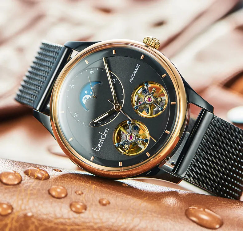 Bestdon двойной скелет MoonPhase Швейцария люксовый бренд механические часы мужские полностью стальные часы водонепроницаемые часы reloj montre