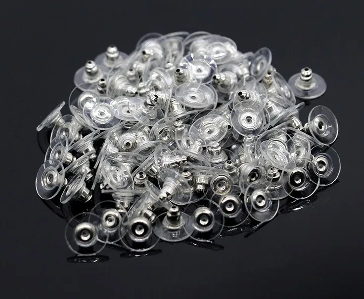 

50pcs Earrings Jewelry Accessories Clear plastic Barrel Bullet Plastic Rubber Ear Plugging Earring back Earstud Findings