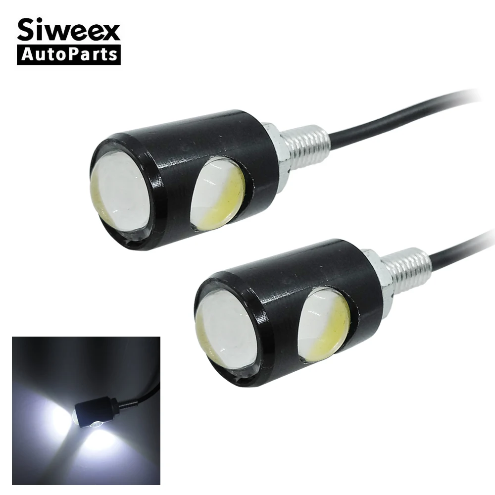 

2 Piece brand new White LED SMD Motorcycle Car License Plate Screw Bolt reversing Light Hawk eye lamp 12V Daytime Running bulb