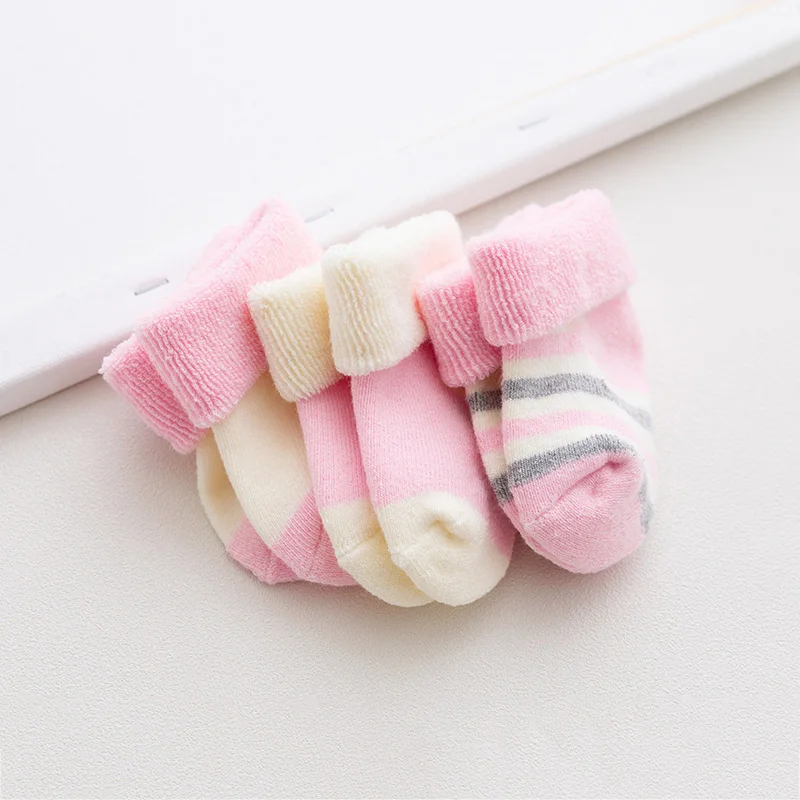 3 Pairs/lot Winter New Thinck Warm Baby Socks Newborn Baby Girl Socks Cute Striped Infant Boy Socks Neonato skarpetki niemowlak