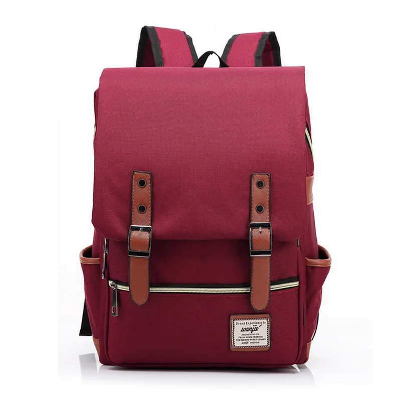 Винтажный женский холщовый повседневный рюкзак для подростков девочек мальчиков модные школьные сумки для учеников сумка для походов Уникальный Мужской дорожный рюкзак - Цвет: Wine Red