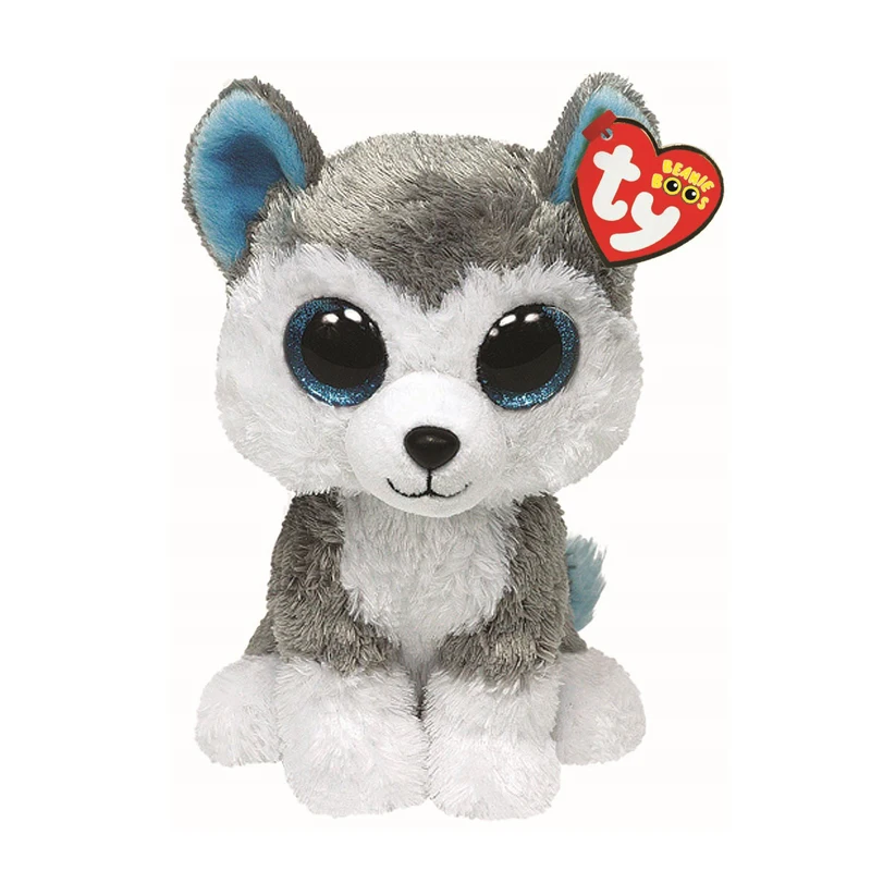 TY Beanie Boos Dogs Big Eyes 6 inch Buddy Slush Husky Dog Plush Beanie
