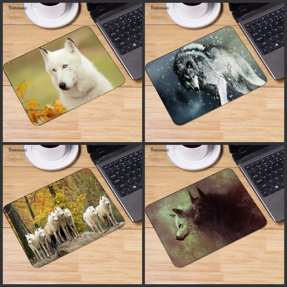 

Yuzuoan Wolf In Forest Animal Gaming Mouse Mats Computer Laptop Notbook 18*22cm and 25*20cm 25*29cm No Lock Edge Mouse Pad