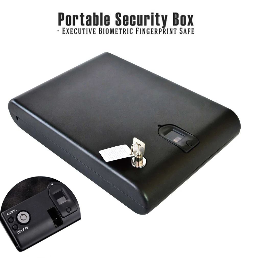 

Portable Mini Safes Fingerprint Box Safty Handlegun Keybox Strong Box for Valuables Jewelry Cash Biometric Password Steel Wire