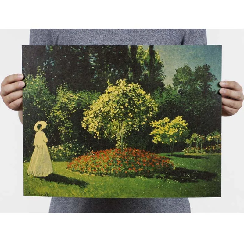 

A lady in the garden Vintage Movie Posters Retro Drawing Poster Home Decor Decoration Painting Core Kraft Paper Wall Sticker