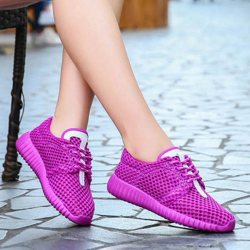 Женские розовые кроссовки с сеткой, дышащая женская обувь, zapatillas deporte mujer, Размеры 35-44