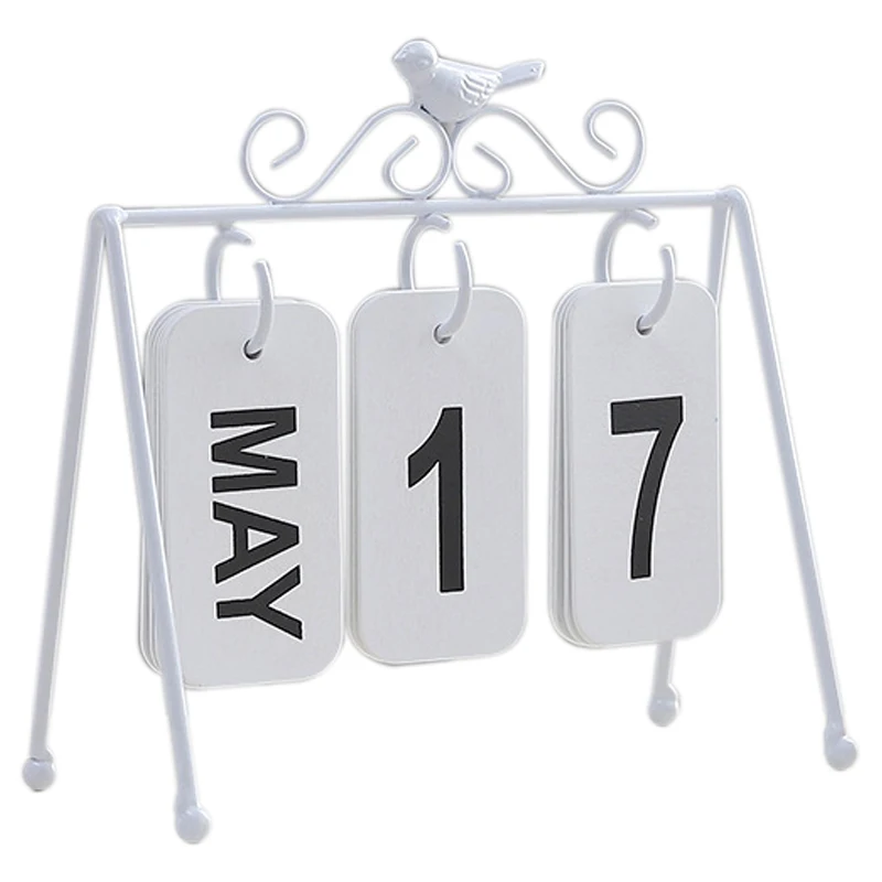 Личность Diy птица кованого железа флип календарь домашнее украшение для стола украшения календарь