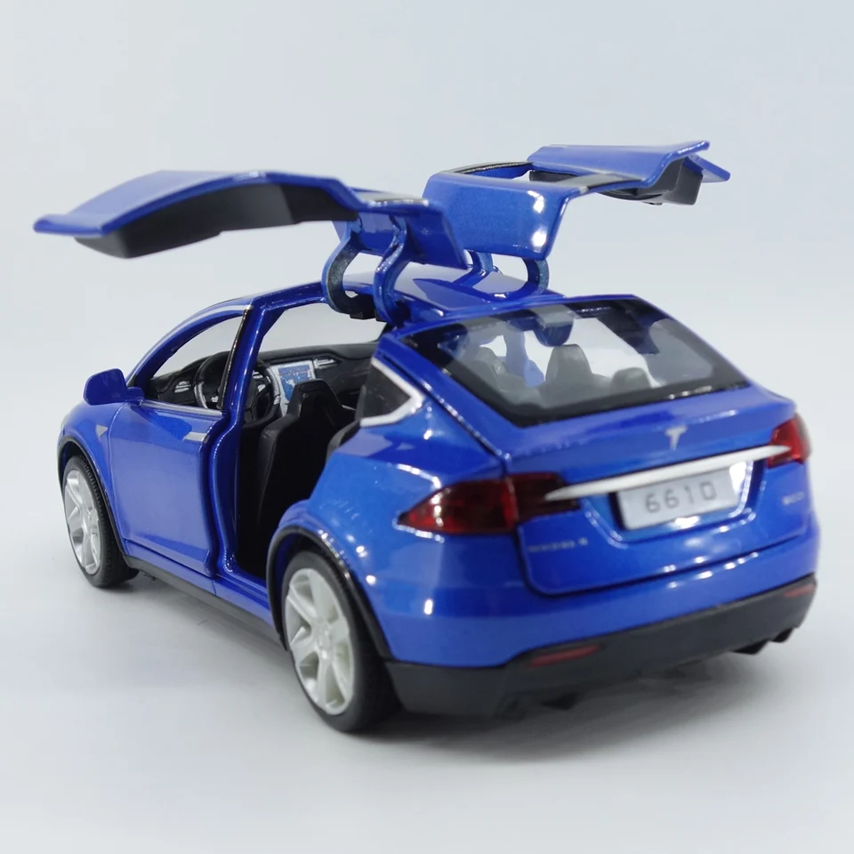 Tesla Model X S Alloy Car Metal Diecast Toy Vehicles Car With Pull Back Flashing Musical Gifts 132 Toy Car For Children Gifts