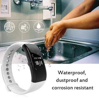 

Heart Rate Monitor Smart Bracelet OLED Fitness Tracker Pedometer Waterproof IP67 Bluetooth Wristband for IOS Andriod Phones