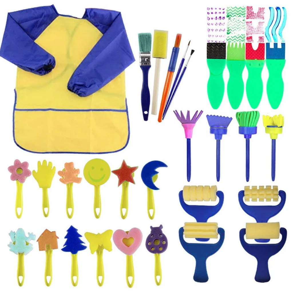 

Children Pretend Role Play Paint Sponges Kids 29pcs Fun Paint Brushes Toddlers Kids Educational Painting Toy Dropshipping T9#