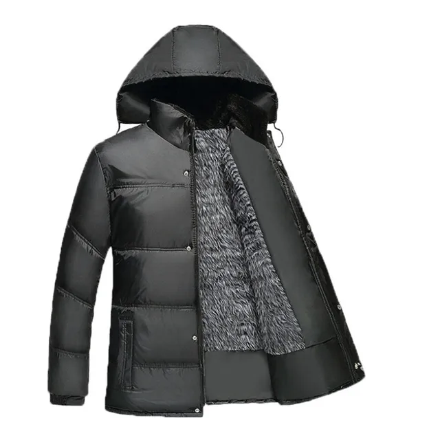 Men Male Winter Hooded Velvet Jacket Zippered Slim Men Coats Men Parka