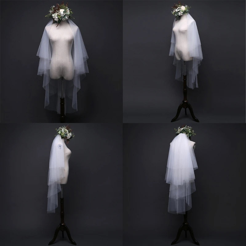 Женская Вуаль четыре слоя Свадебное платье лента из органзы Край Люкс Аксессуары для вуалей Гай