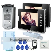ENVÍO GRATIS Nuevo Apartamento de 7 “Pantalla LCD de Color de Vídeo teléfono de Puerta de Intercomunicación 2 Cámara + Drop Pestillo de la Puerta Lector De RFID de Bloqueo En la Acción