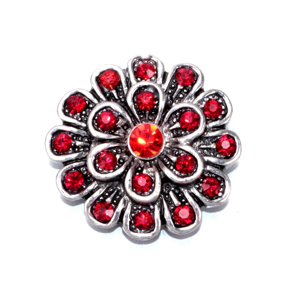 

2017 Red Flower Pattern 6 Multi Color Rhinestone Charm Buttons 18mm Snap Button Jewelry Fit Snaps Jewelry KZ0187f