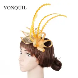 Sinamay fascinators sinamay с пером головные уборы мода повод прическа Коктейльная шляпка вечерние hat несколько цветов MYQ011