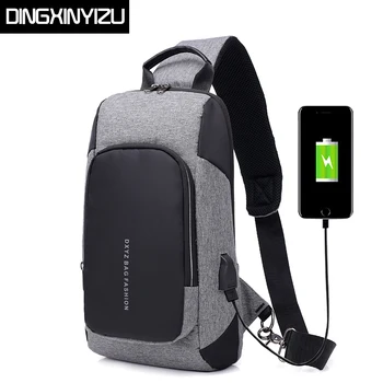 

DINGXINYIZU USB Charging Men Crossbody Bags Business Male Shoulder Bag Anti-theft Chest Bag Large Capacity Travel Messengers Bag