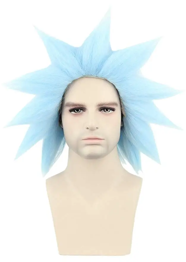 

Anime Rick and Morty Rick Sanchez Blue Short Cosplay Wigs Role Play Synthetic Hair + Wig Cap