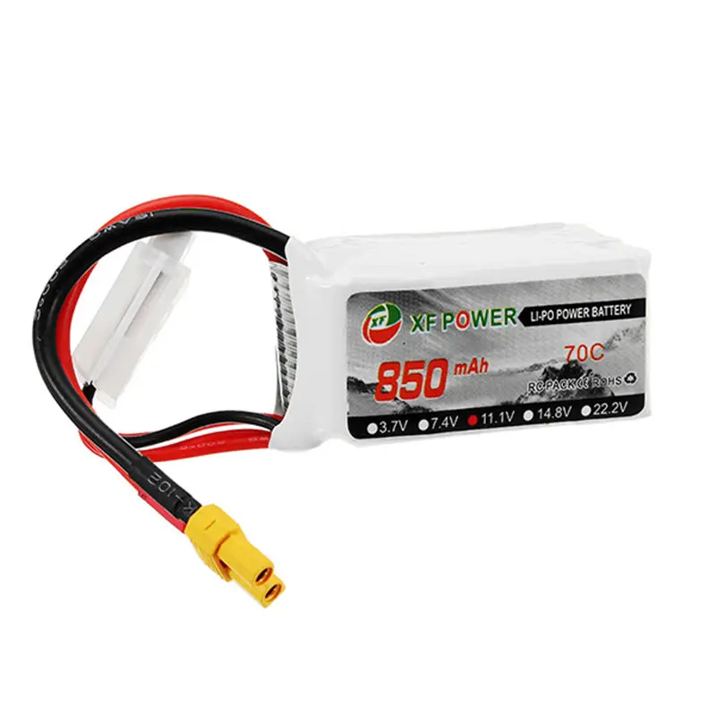 

Hot New XF Power 11.1V 850mAh 3S 70C Lipo Battery Rechargeable Batterys With Connector T30 Plug For RC Models