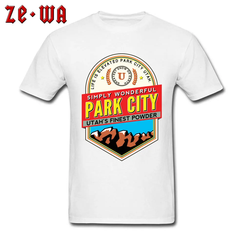 3D Printed 100% Cotton Men Short Sleeve T Shirt Custom Summer Fall T-Shirt comfortable T Shirt Coupons Round Neck PARK CITY UTAH SKIING MOUNTAINS SKI SNOWBOARD white