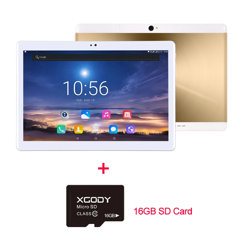 XGODY 3g 10,1 планшетный ПК фаблет 10,1 Android 7,0 1 Гб оперативной памяти, 16 Гб встроенной памяти, 1280*800 5MP двойной Камера Bluetooth, Wi-Fi, 5000 мА/ч, Телефонный звонок Планшеты - Комплект: Add 16GB Card