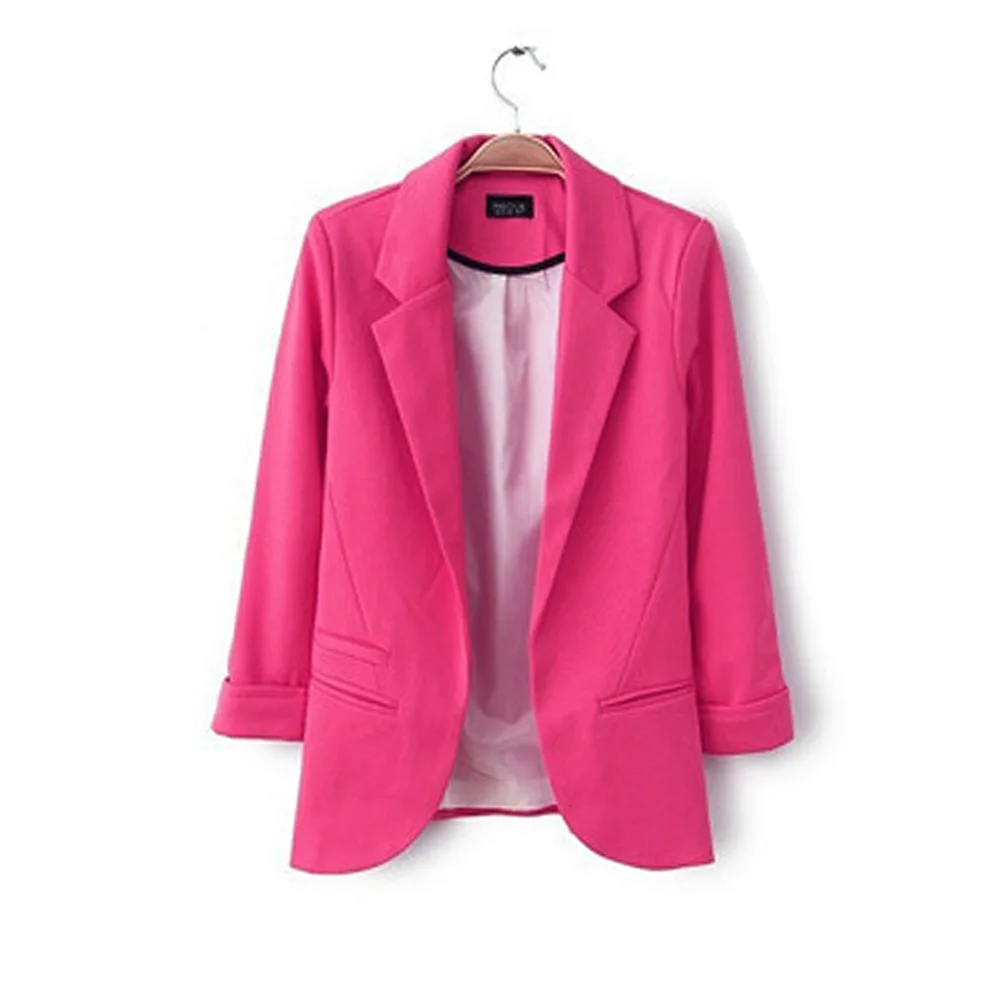 Женские яркие цвета, приталенный OL стильный костюм с 3/4 рукавами, куртка, пальто, топы, QL распродажа