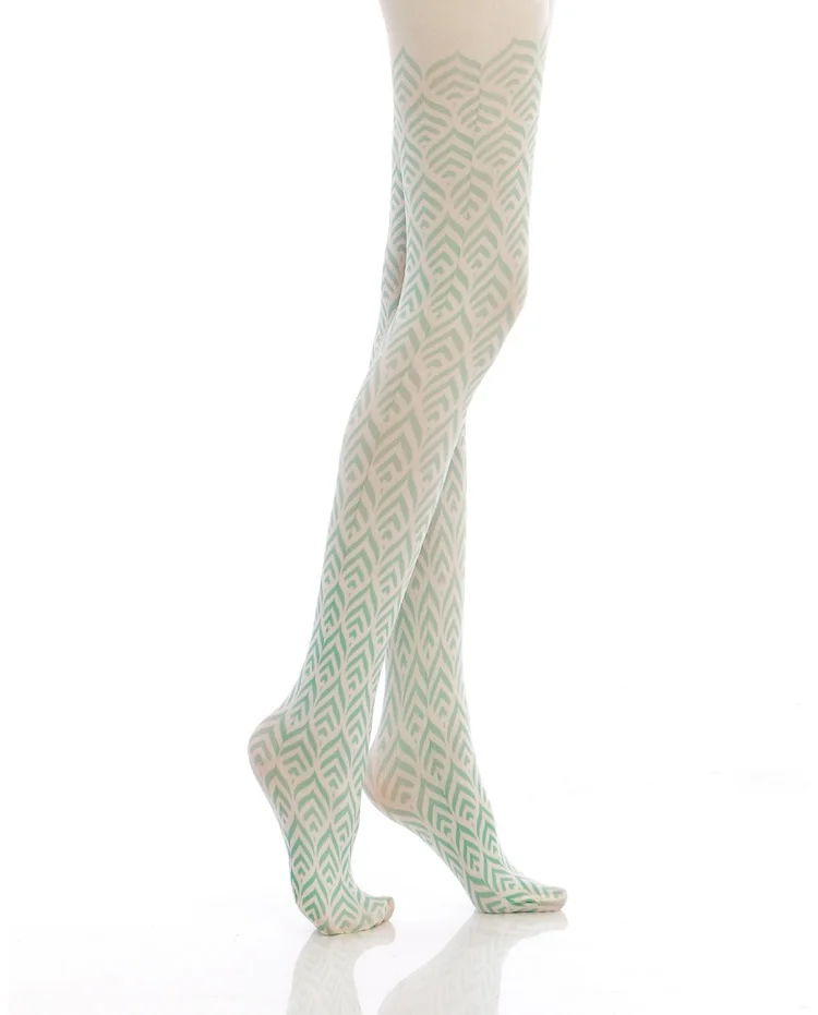 Свежие Мятные зеленые геометрические колготки с принтом носки
